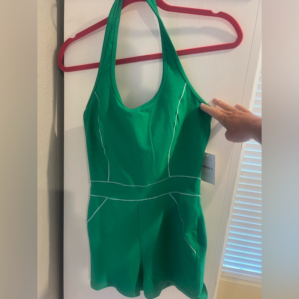 Forever 21 - Green athletic halter romper. NWT. size medium. - Picture 2 of 6